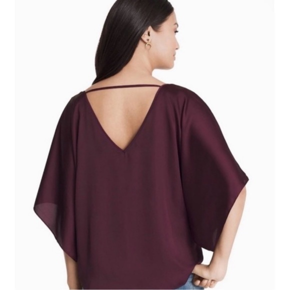 White House Black Market Silk Blend Blouse Embroidered Floral Kimono Size S NWT - Picture 5 of 9